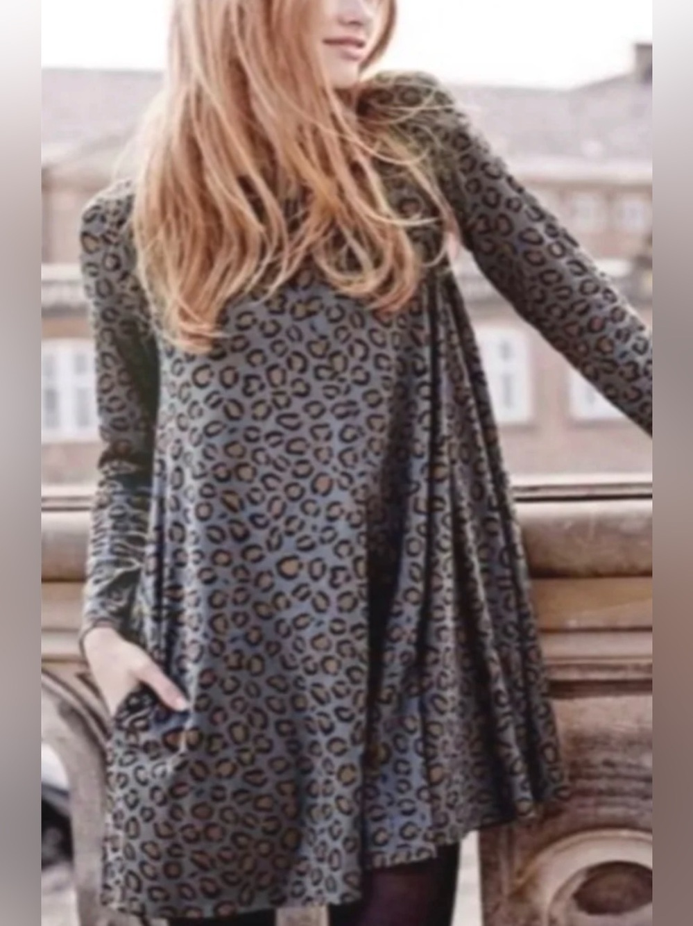 Boden Leopard Print Swing Jersey Tunic Dress Cotton Mini Women’s Size 8R